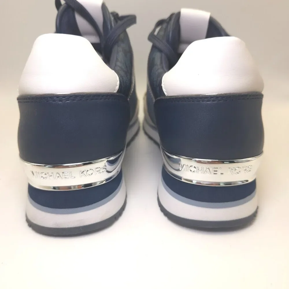 Michael Kors Maddy Logo Trainer Admiral Blue Sneakers Women 10M 49F0MAFS3B NIB